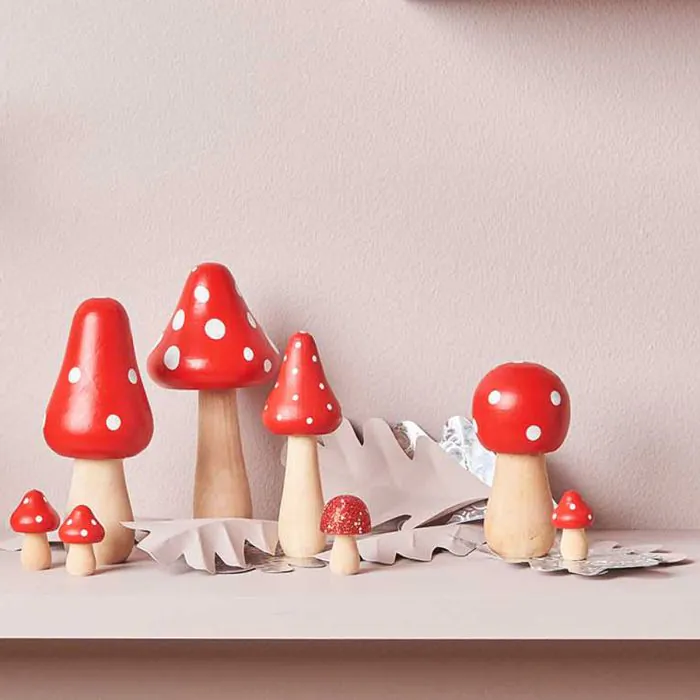 Holztiger Fliegenpilz Holzfigur | Handbemalt & Aus Holz | Ca. 5 Cm Hoch | Für Kinder Ab 3 Jahren | Made In Europe