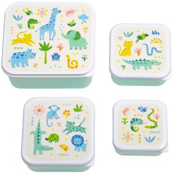 A Little Lovely Company 4 LUNCHBOXES Jungle Animals