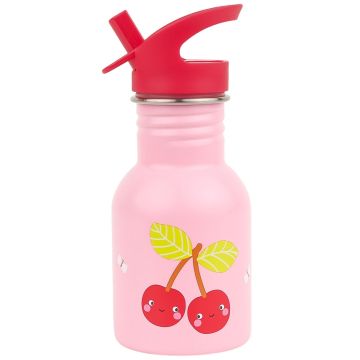 A Little Lovely Company Mini Edelstahl TRINKFLASCHE Fröhliche Kirschen (350 ml)