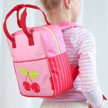 A Little Lovely Company Kleiner RUCKSACK Fröhliche Kirschen Quadratisch (3-5 Jahre)