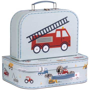 A Little Lovely Company Set of 2 Suitcases VEHICLES