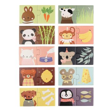 A Little Lovely Company Educational PUZZLE Animals + Favorite Snacks (20 pieces)
