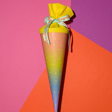 Ava & Yves School Cone RAINBOW & STARS neon yellow