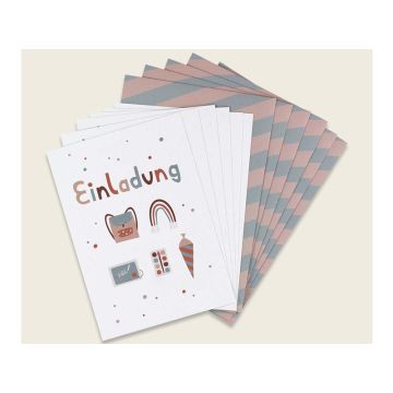 Ava & Yves 6 Einladungskarten EINSCHULUNG Under the Sea rosa