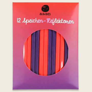 Ava & Yves 12 BICYCLE REFLECTORS Neon Coral/Purple (8cm)