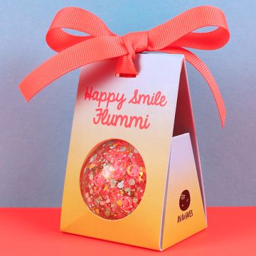 Ava & Yves BOUNCY BALL with Confetti "Happy Smile" Neon Pink (5cm)