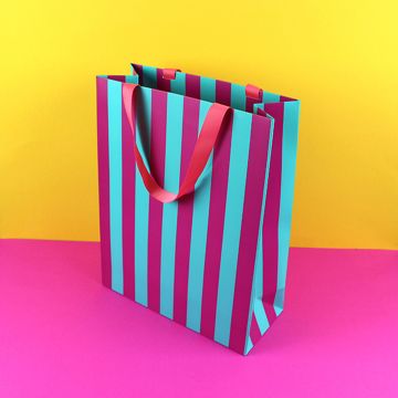 Ava & Yves LARGE GIFT BAG with Stripes Purple/Mint/Coral