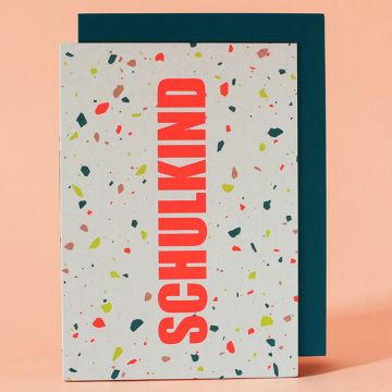 Ava & Yves GRUßKARTE "Schulkind" Terrazzo Neon