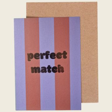 Ava & Yves Wedding GREETING CARD "Perfect Match" Striped Lilac/Rusty Red