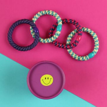 Ava & Yves Set of 4 Lilac/Turquoise HAIR TIES in a Gift Box