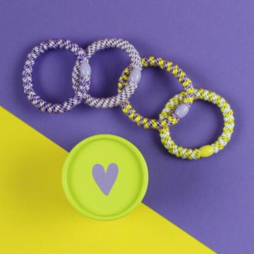 Ava & Yves Set of 4 Lilac/Yellow HAIR TIES in a Gift Box