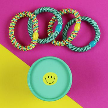Ava & Yves Set of 4 Turquoise/Yellow HAIR TIES in a Gift Box