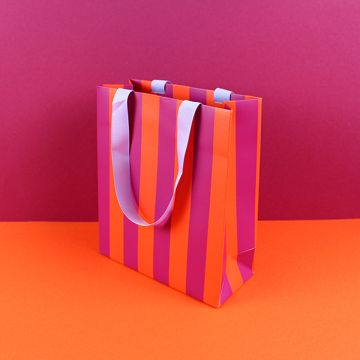 Ava & Yves MEDIUM GIFT BAG with Stripes Purple/Coral/Lilac
