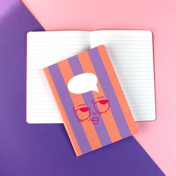 Ava & Yves Liniertes SCHULHEFT Funny Face Lila/Rosa/Pink (DIN A5)