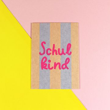 Ava & Yves POSTKARTE "Schulkind" Streifen Flieder/Rosa/Pink