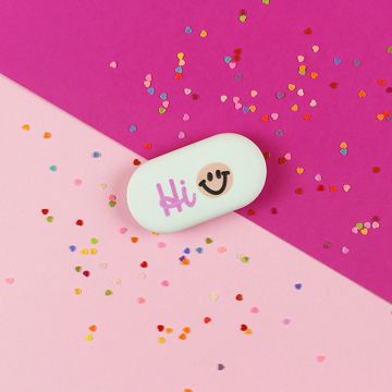 Ava & Yves ERASER Smiley "Hi" Rose/Pink