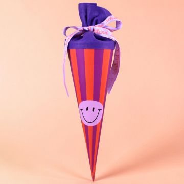 Ava & Yves SCHULTÜTE mit Streifen "Smile" Lila/Orange/Flieder (35 cm)
