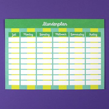 Ava & Yves STUNDENPLAN Mint/Gelb (DIN A4)