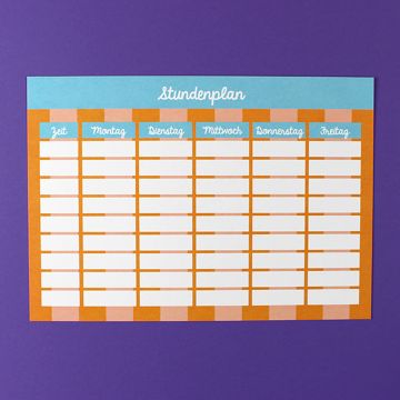 Ava & Yves TIMETABLE Orange/Pink/Light Blue (DIN A4)