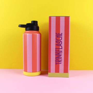 Ava & Yves Large DRINKING BOTTLE Stripes red/pink (1L)