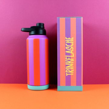 Ava & Yves Große TRINKFLASCHE Streifen lila/rot (1l)