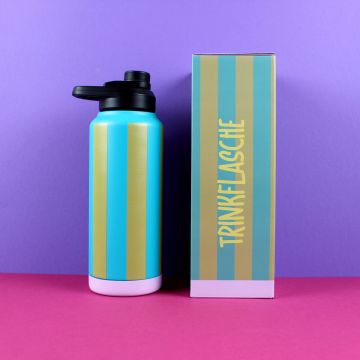 Ava & Yves Large DRINKING BOTTLE Stripes mint/gold (1L)