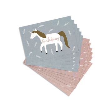Ava & Yves Einladungskarten Set EINHORN mauve