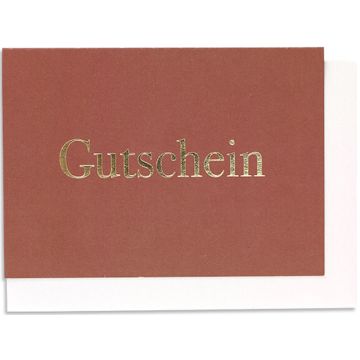 Ava & Yves Grußkarte mit Goldfolie GUTSCHEIN rostrot