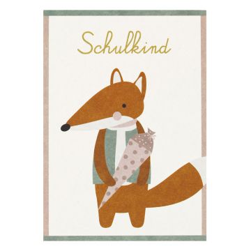 Ava & Yves Postkarte SCHULKIND Fuchs