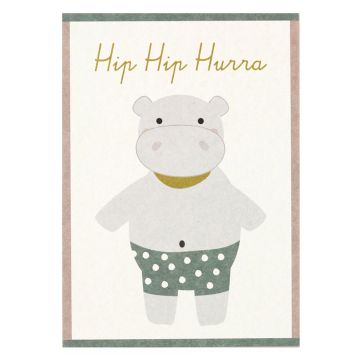 Ava & Yves Postkarte NILPFERD Hip Hip Hurra