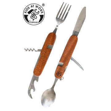 Outdoor CUTLERY with a Wooden Handle