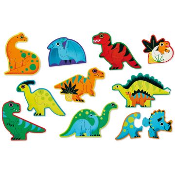 Crocodile Creek PUZZLE Let's Begin Dinosaurs (10 x 2 Pcs)