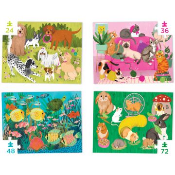 Crocodile Creek 4 in 1 PUZZLE SET Pets (24+36+48+72 Pcs)