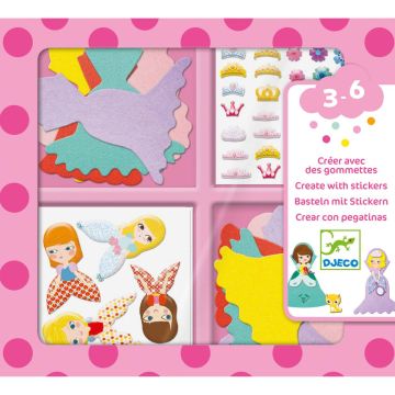 Djeco 3-6 Design BASTELSET mit Stickern "Prinzessin" (3 Jahre+) 