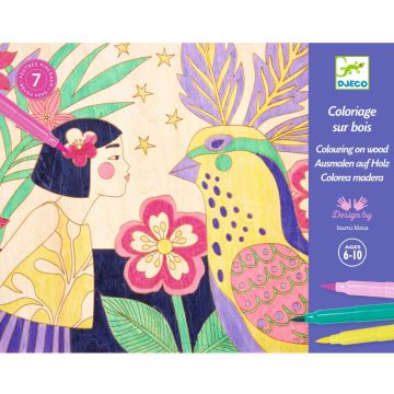 Djeco Ausmalen auf Holz SWEET GIRLS