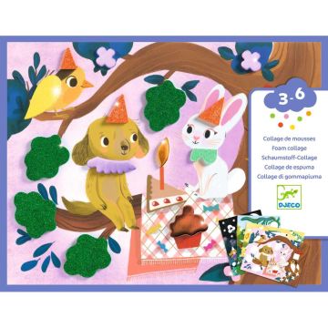 Djeco Bastelset COLLAGEN "Glitzerparty" Tiere (3-6 Jahre)