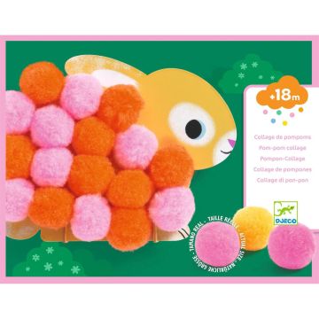 Djeco CRAFT SET Pompom Collage Cute Animals (18 M+)