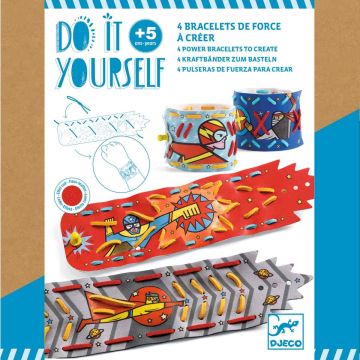 Djeco DIY BASTELSET 4 Armbänder "Super-Power" Superhelden (5 Jahre+)