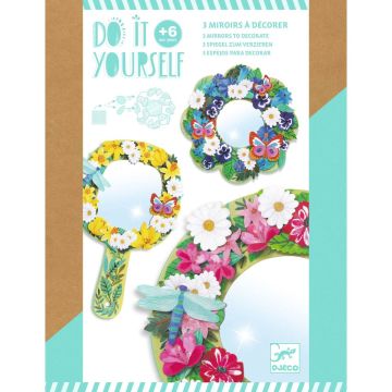 Djeco DIY BASTELSET 3 Spiegel zum Verzieren "Hübsche Blumen" (6 Jahre+)