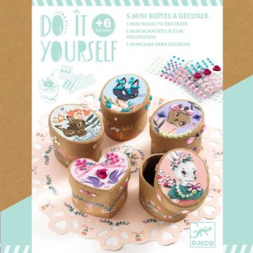 Djeco DIY BASTELSET 5 Mini-Schachteln mit Tiere (6 Jahre+)