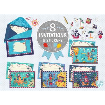 Djeco 8 Invitation Cards PIRATES