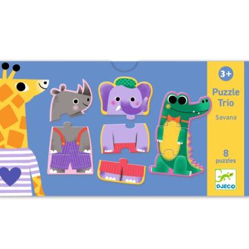 Djeco Lernspiel Puzzle Trio SAVANNE