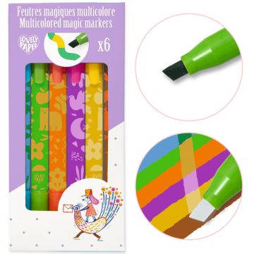 Djeco 6 Magic Colourful FELT TIP PENS 