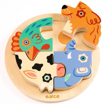 Djeco WOODEN PUZZLE "Rondo Dog" Animals (2 years+)