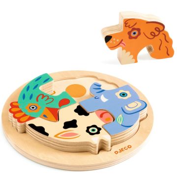 Djeco HOLZPUZZLE "Rondo Dog" Tiere (2 Jahre+)