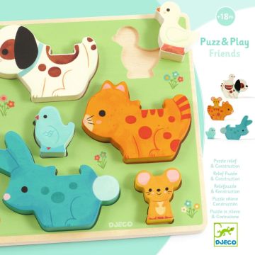 Djeco 2in1 HOLZPUZZLE Puzz & Play Tierfreunde (18M+)