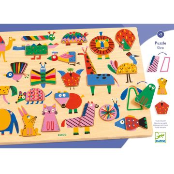 Djeco HOLZPUZZLE "Geo" Tiere (2 Jahre+)