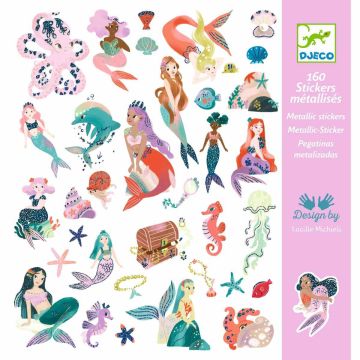Djeco 160 GLITZER STICKER Meerjungfrauen