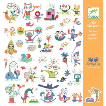 Djeco 160 GLITZER STICKER Kunterbunt