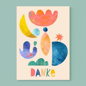 Frau Ottilie Postkarte DANKE Bunte Formen